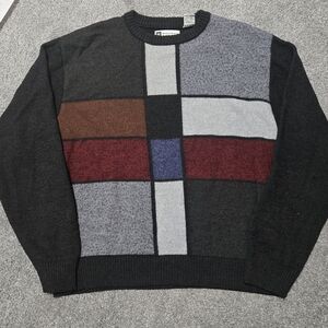 Bachrach Men's Patchwork Crewneck Sweater - Black, Gray, Brown, Red, Blue